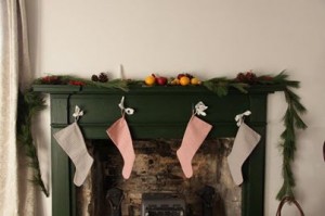 mantel Fireplace mantel at White Haven decorated with greens and stockings.<br />Photo from Ulysses S. Grant National Historic Site Facebook page.