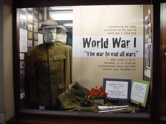 Tesson Ferry display case, November 2014, Veterans Day and WWI.