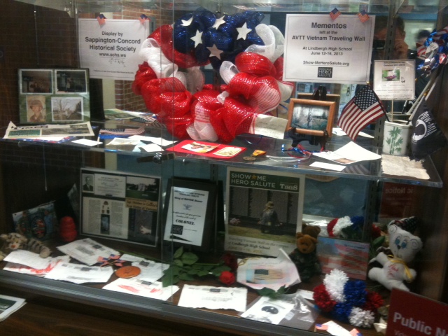 Vietnam Traveling Wall display case at Tesson Ferry library - February 2014