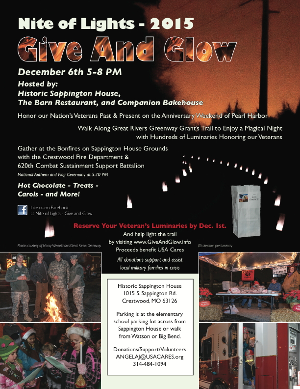 Flier for 3rd Annual Nite of Lights ~ Give and Glow, December 6, 2015, Sunday 5~8 pm