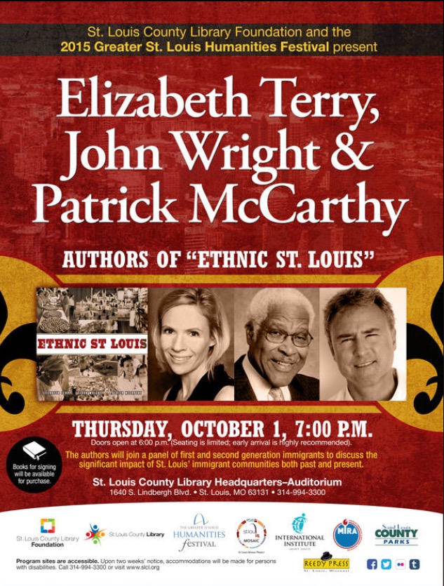 Elizabeth Terry, along with two co-authors, will be speaking about their new book "Ethnic St Louis" on Thursday, Oct 1 at St Louis County Headquarters.