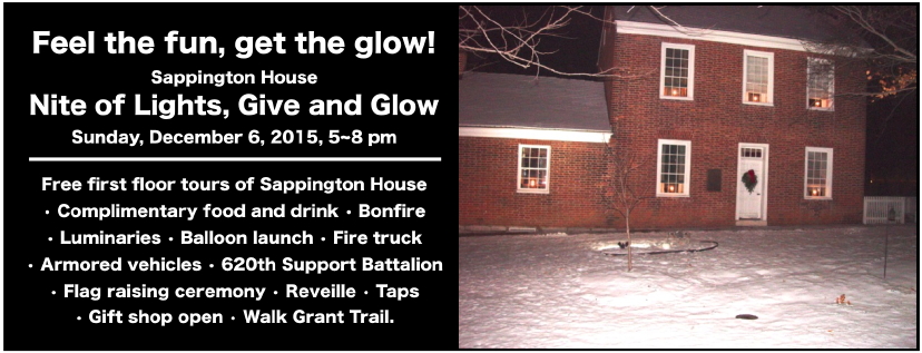 Feel the fun, get the glow! Sappington House Nite of Lights, Give and Glow, Sunday, December 6, 2015, 5~8 pm