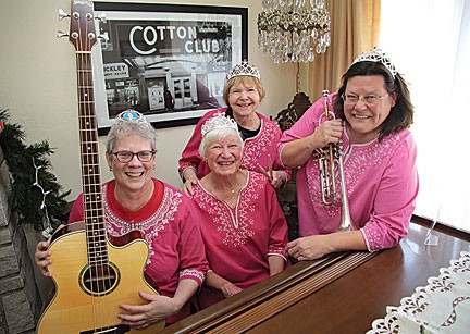 The Queens of Swing are, from left: Mary Ann Schulte, Pat Treacy, Sydell Pollack and Mary Weber. Photo by Diana Linsley of the South County Times.