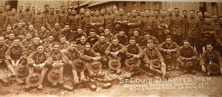 Soldiers, "doughboys" at Jefferson Barracks during WWI.From: http://www.southcountytimes.com/Articles-Features-c-2018-03-01-203273.114137-sub-Over-There.html