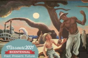 Huck Finn and Jim with catfish by Thomas Hart Benton, Photo from the murals in MO State capitol.